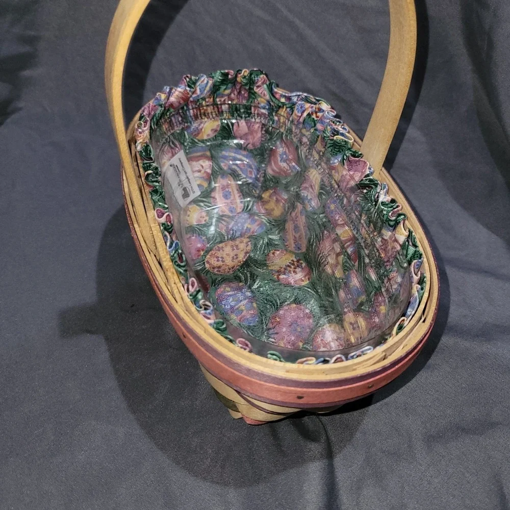 Longaberger 1997 Small Easter Basket W Easter Egg Design Fabric Liner And Insert